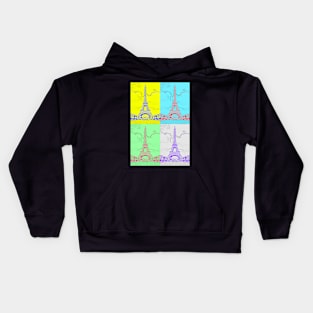 Eiffel Tower, Paris - Colorful Pop Art Poster Kids Hoodie